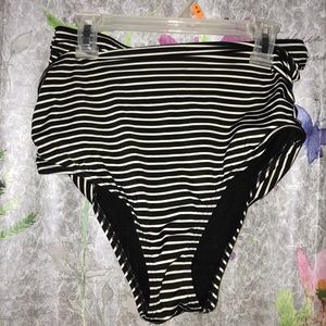 High Waisted Striped Bikini Bottoms